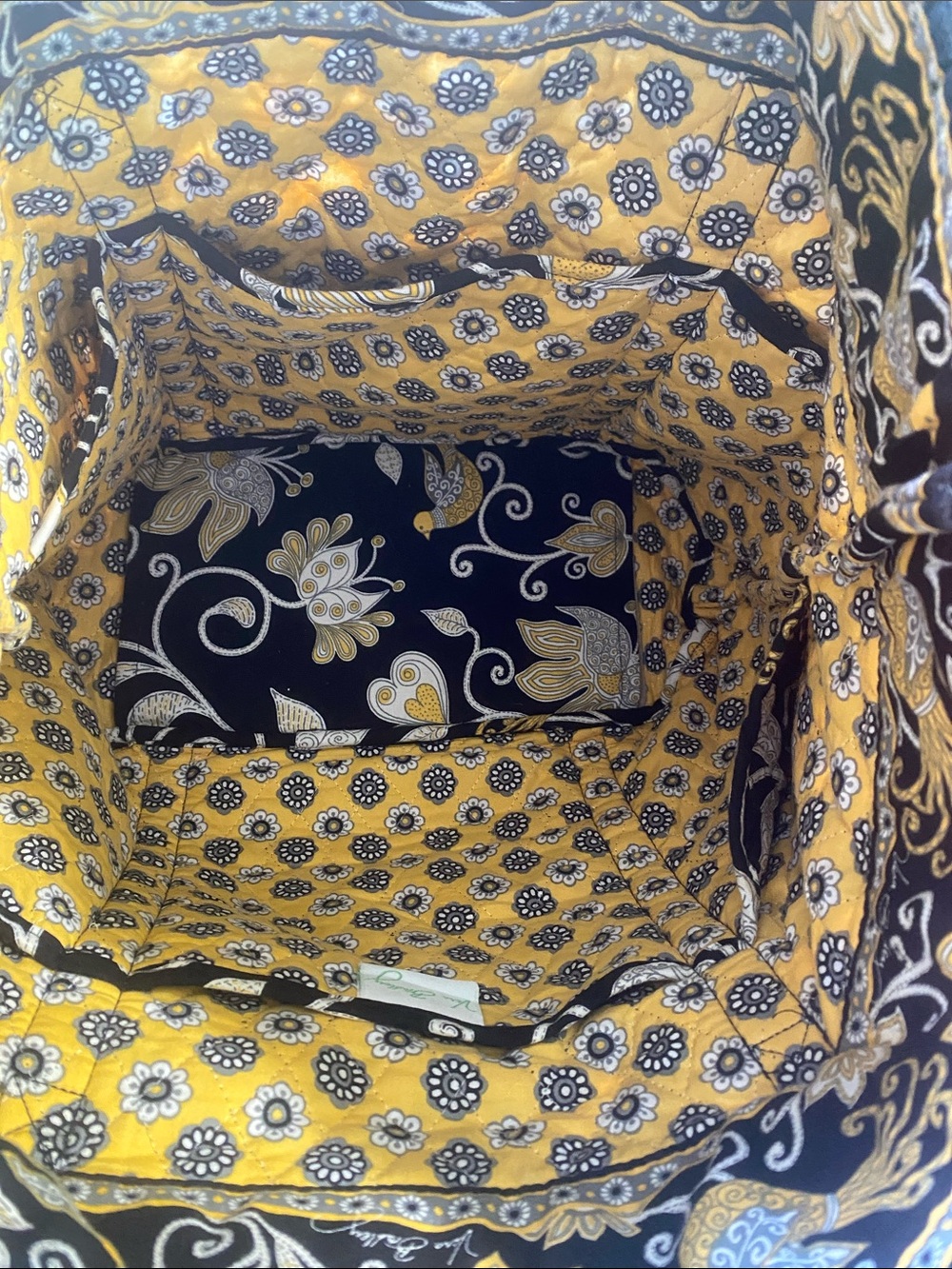 Vera Bradley Black & Gold Floral Quilted Tote + Matching Shoulder Bag - Picture 5 of 6